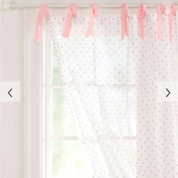 NEW ~ Pottery Barn Pink Dottie Sheer Curtains ~ Set of 2 - Picture 2 of 3